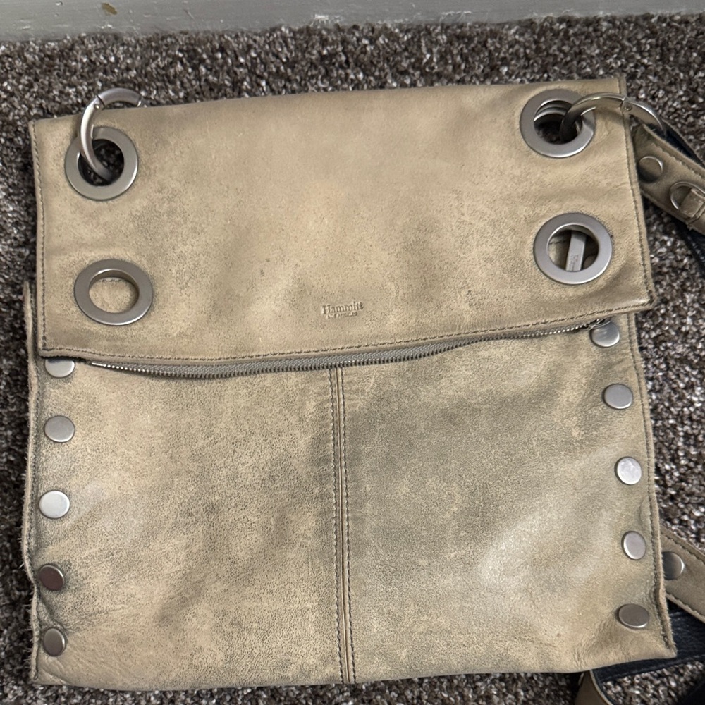 Hammitt Black and Tan Crossbody Bag with Silver Details